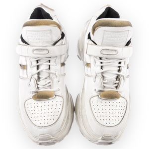 Maison Margiela Distressed White Leather Platform Sneaker - Size EU 41 or US 8.5